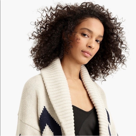 J. Crew Fair Isle Cardigan Sweater Knit Wool Coat Size Medium - Picture 3 of 11